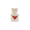 String rouge avec bijou perle & strass dorés 